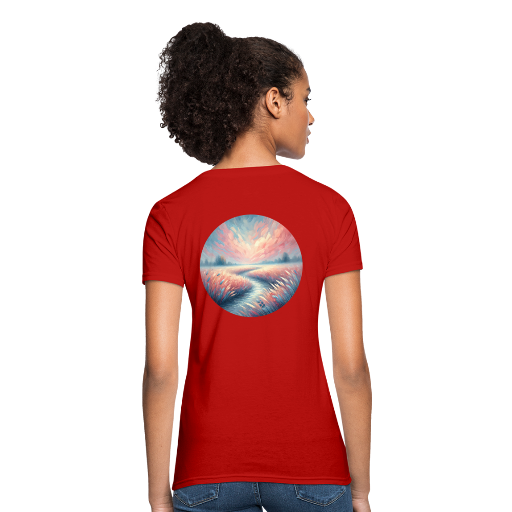 Women's River Meadow Graphic T-Shirt with Logo - red