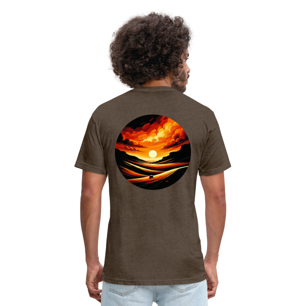 Desert Sunset Graphic Unisex Fitted Cotton/Poly T-Shirt with Logo - heather espresso