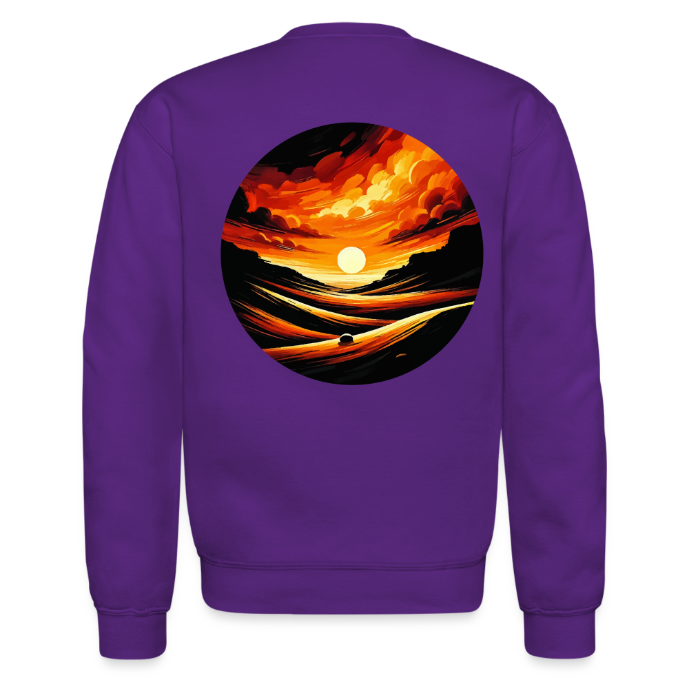 Desert Sunset Graphic Crewneck Sweatshirt with Logo - purple