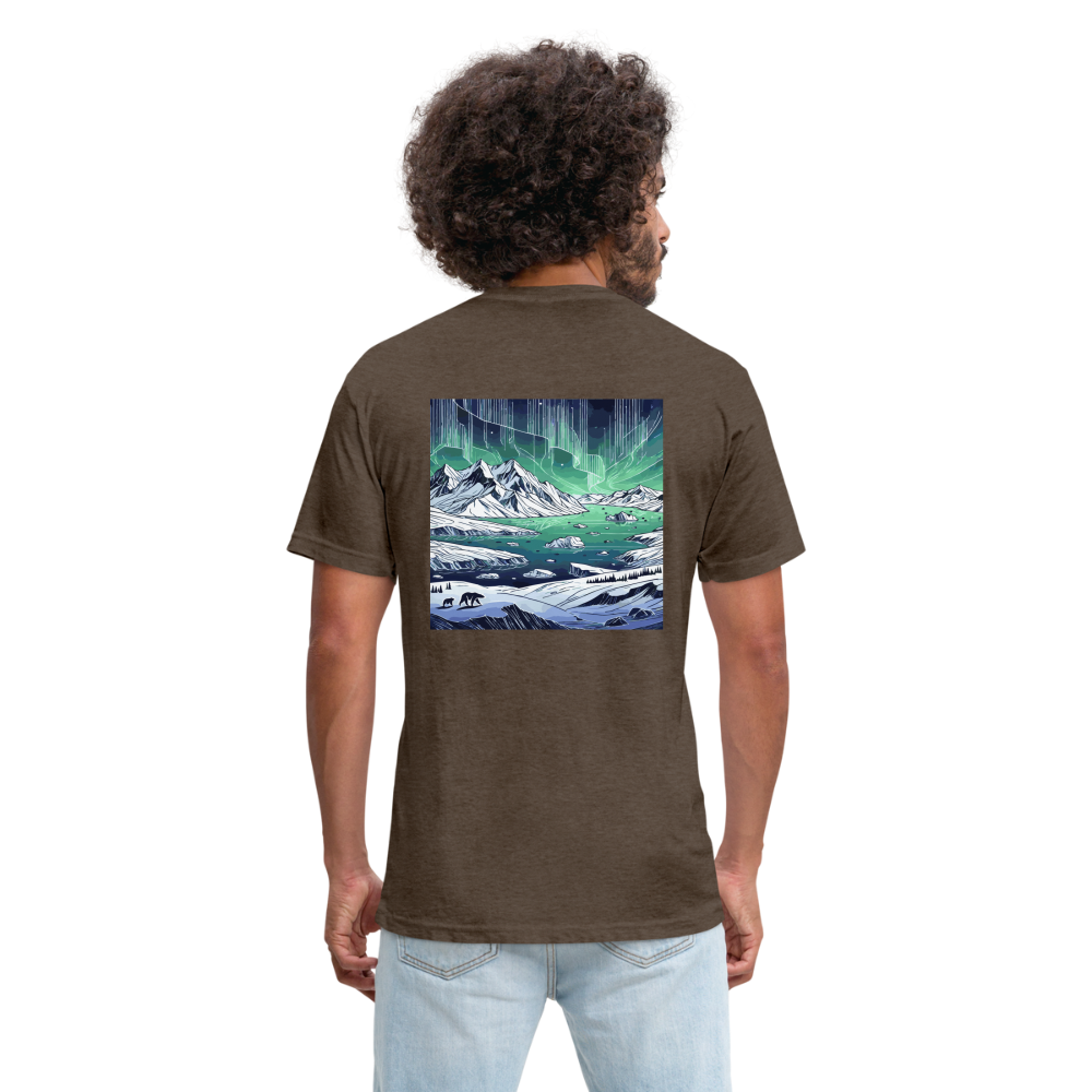 Colored Northern Lights Arctic Landscape Graphic Unisex Fitted Cotton/Poly T-Shirt with Logo - heather espresso