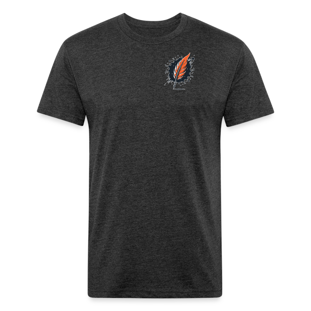 Brushed Orange and Black Mountain Range Graphic Unisex Fitted Cotton/Poly T-Shirt with Logo - heather black