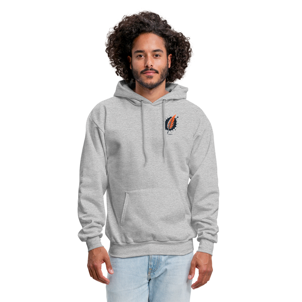 Men's Colored Mountain Lake Landscape Graphic Hoodie with Logo - heather gray