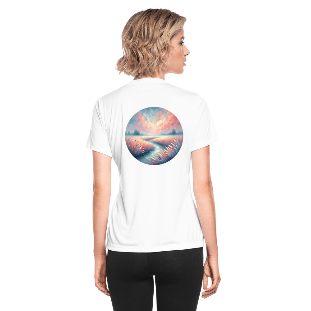 Women's River Meadow Graphic Moisture Wicking Performance T-Shirt with Logo - white