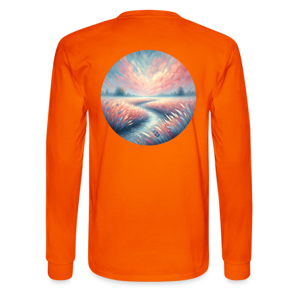 Men's River Meadow Graphic Long Sleeve Shirt with Logo - orange