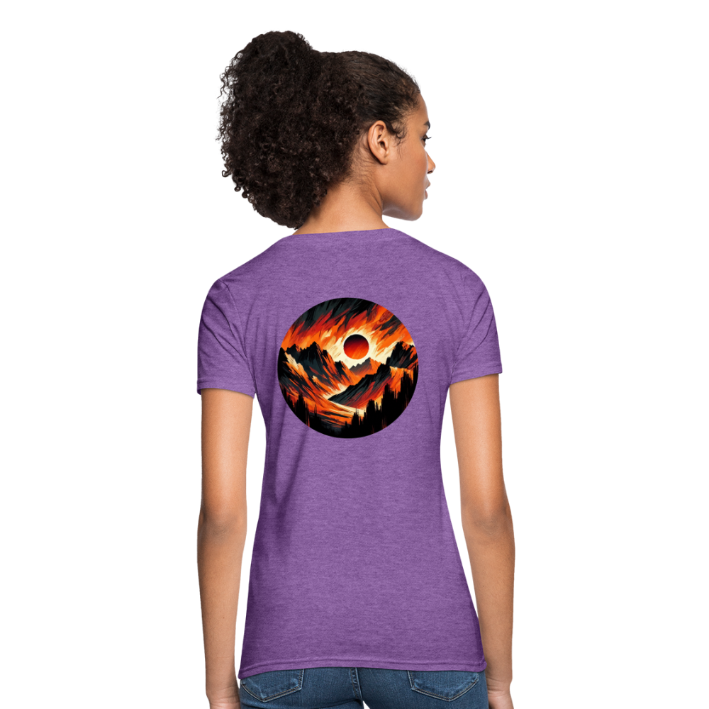 Women's Orange and Black Mountain Range T-Shirt with Logo - purple heather