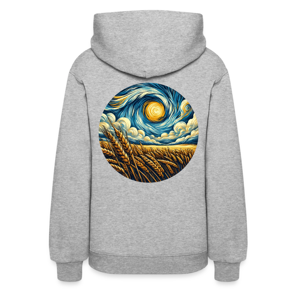 Women's Wheat Field Graphic Hoodie with Logo - heather gray