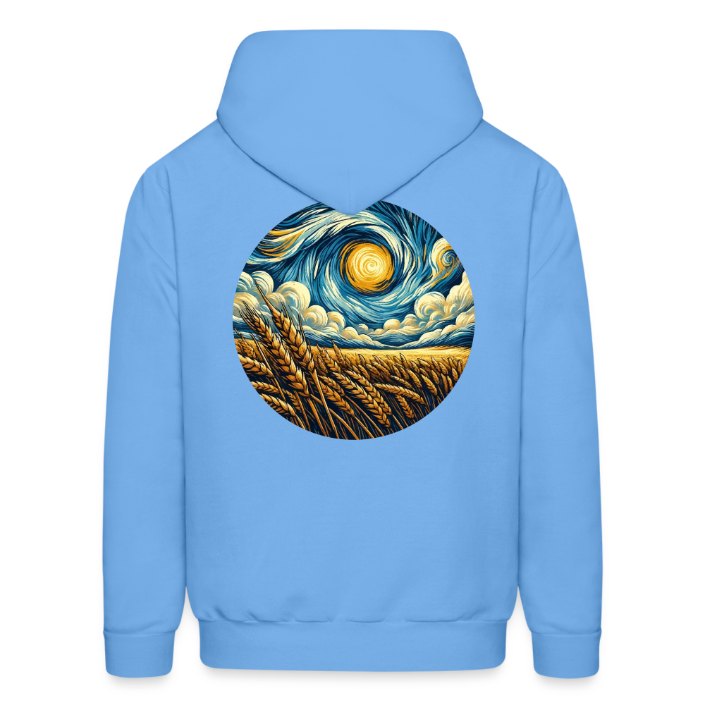 Men's Wheat Field Graphic Hoodie with Logo - carolina blue