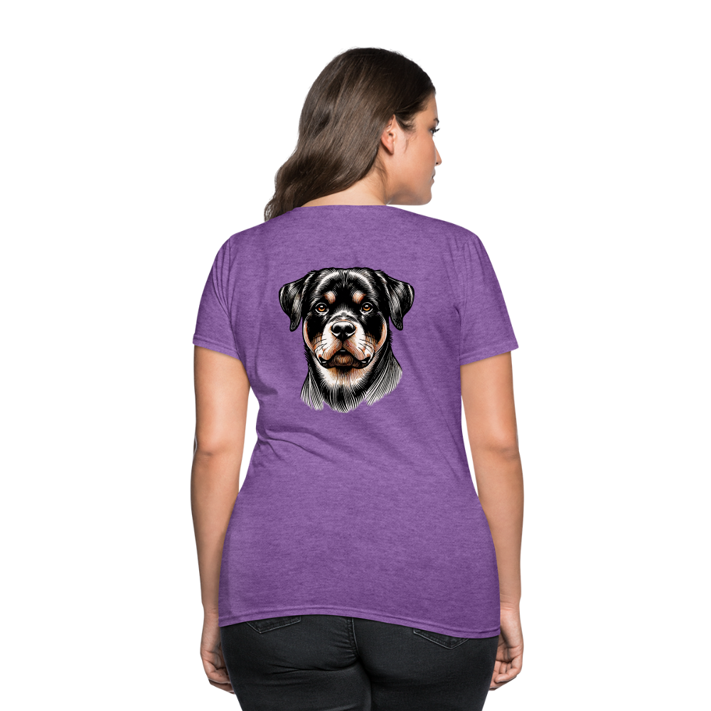 Fine Line Rottweiler Graphic Women's T-Shirt with Logo - purple heather