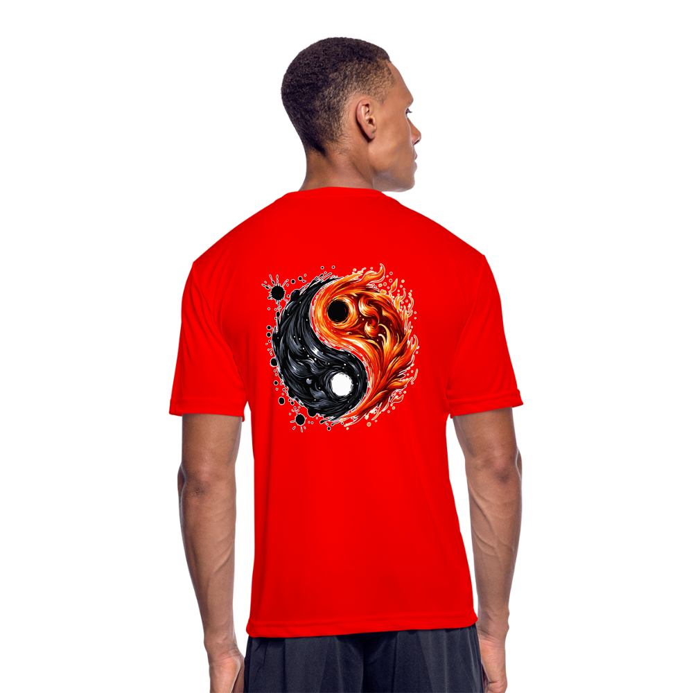 Men’s Official Ink and Ember  Yin and Yang Moisture Wicking Performance T-Shirt with Logo - red