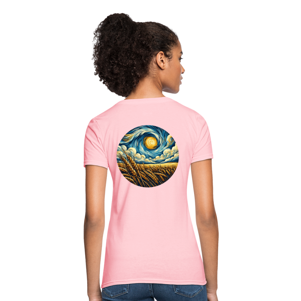 Women's Wheat Field Graphic T-Shirt with Logo - pink