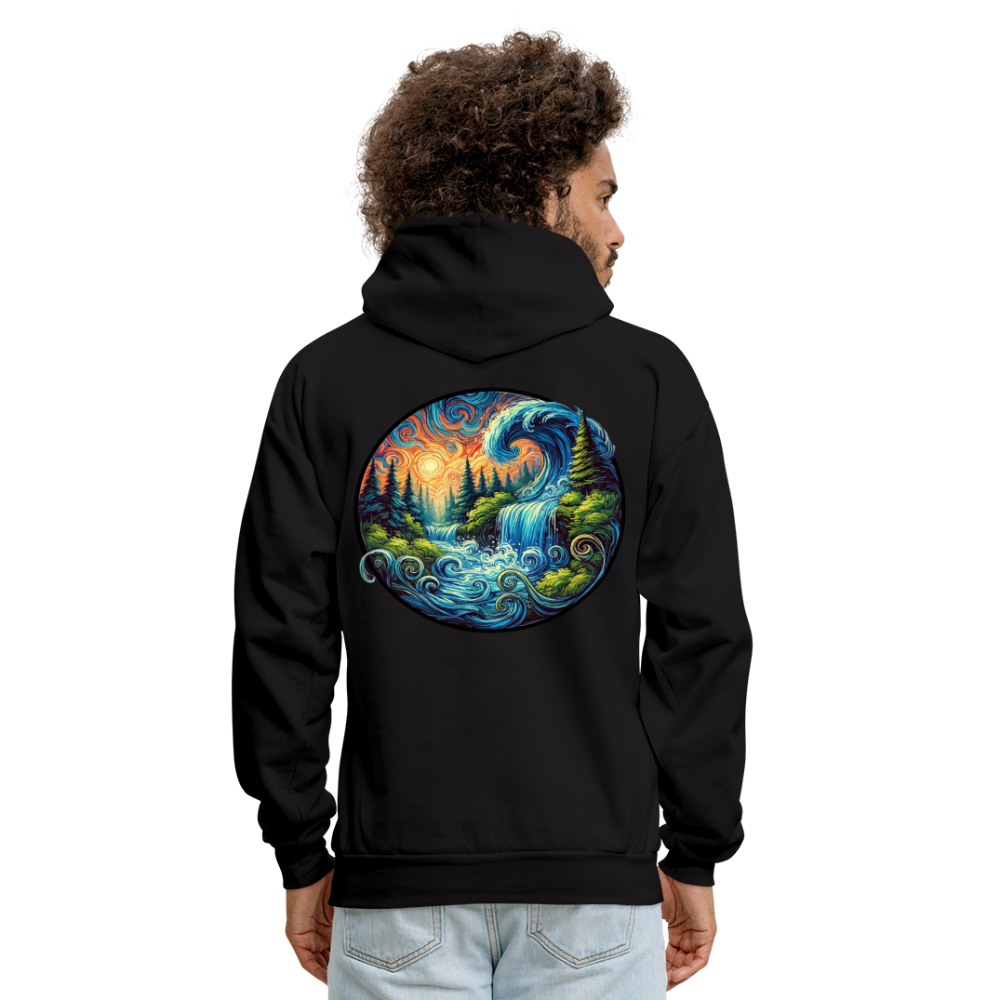 Men's Waterfall Graphic Hoodie with Logo - black