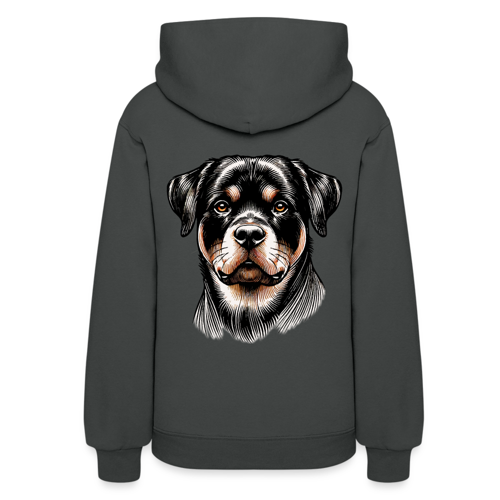 Women's Fine Line Rottweiler Graphic Hoodie with Logo - asphalt