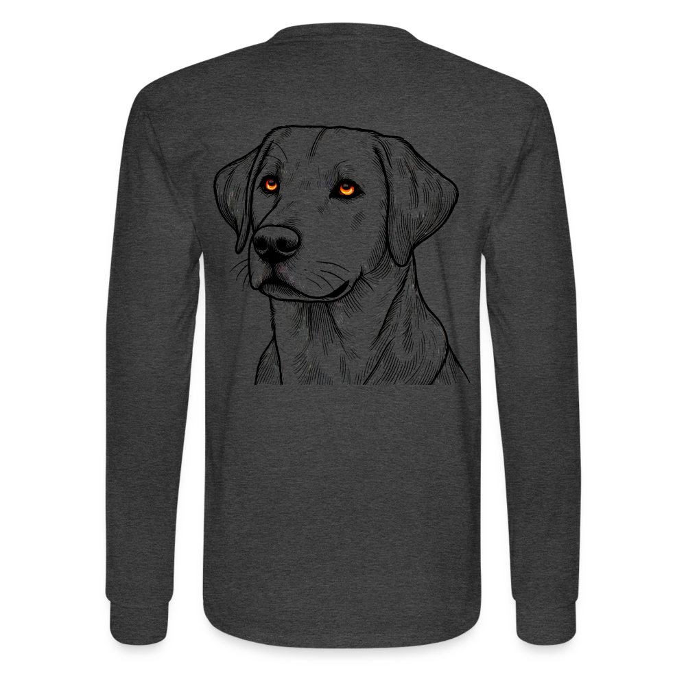 Men's Fine Line Labrador Graphic Long Sleeve Shirt with Logo - heather black