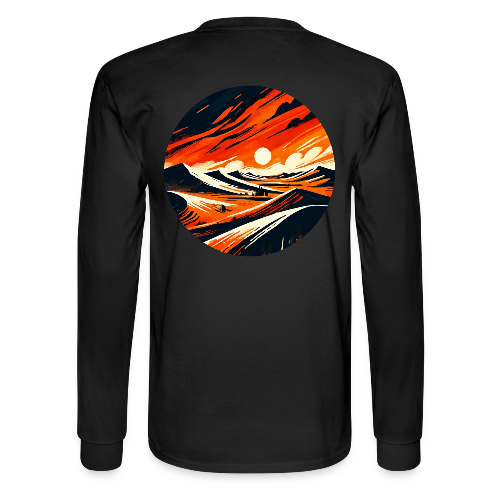 Men's Desert Dunes Graphic Long Sleeve Shirt with Logo - black