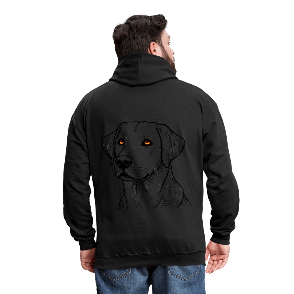 Fine Line Labrador Graphic Unisex Contrast Hoodie with Logo - black/asphalt