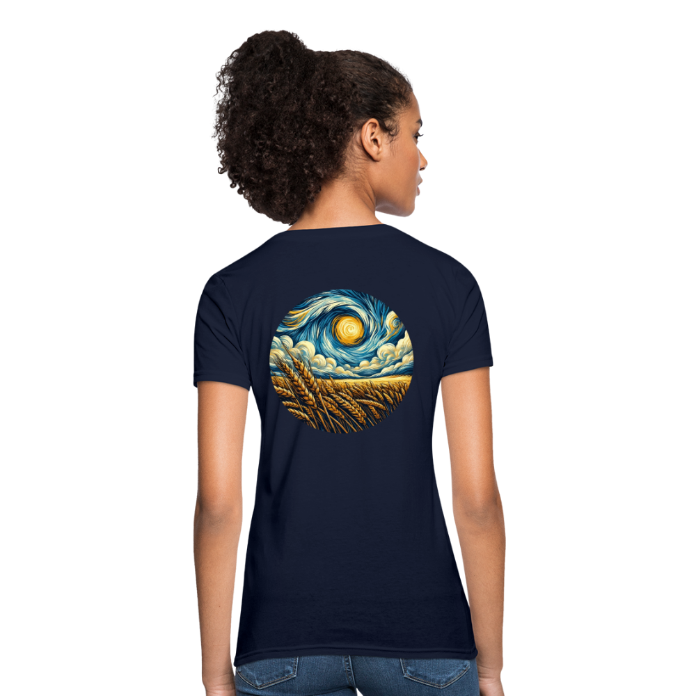 Women's Wheat Field Graphic T-Shirt with Logo - navy