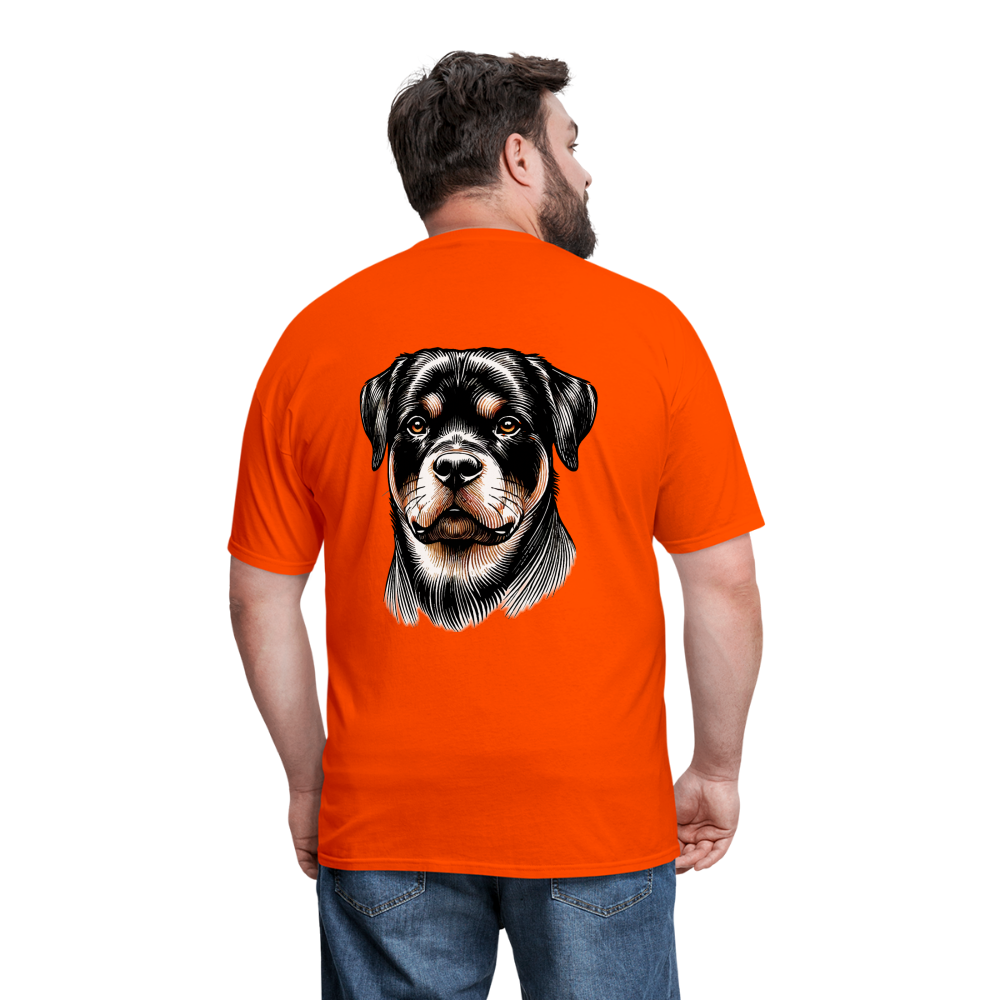 Fine Line Rottweiler Graphic Unisex Classic T-Shirt with Logo - orange