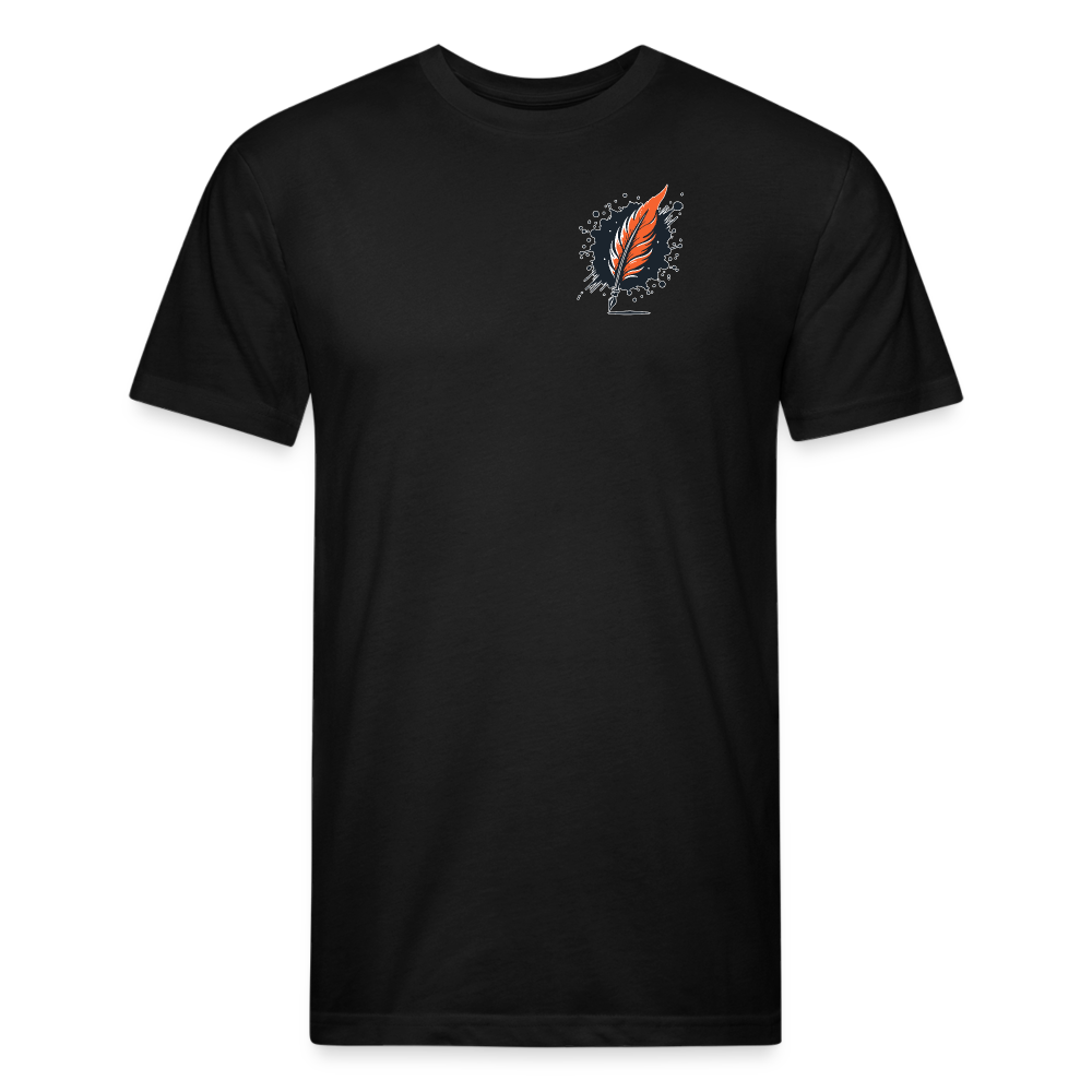 Orange and Black Mountain Range Graphic Unisex Fitted Cotton/Poly T-Shirt with Logo - black