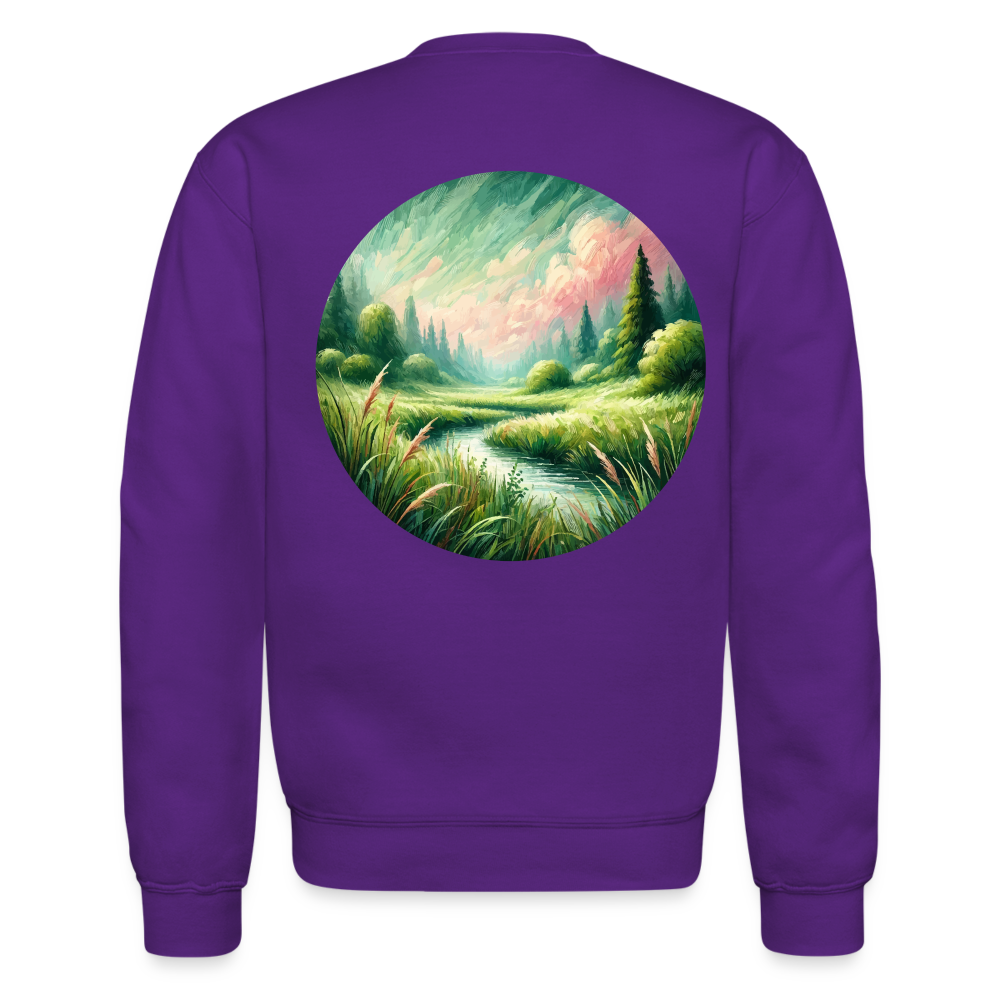 Meadow Graphic Crewneck Sweatshirt with Logo - purple