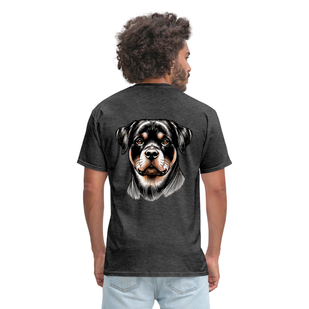 Fine Line Rottweiler Graphic Unisex Classic T-Shirt with Logo - heather black