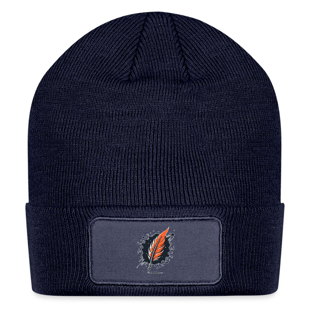 Plain Patch Beanie with Logo - navy