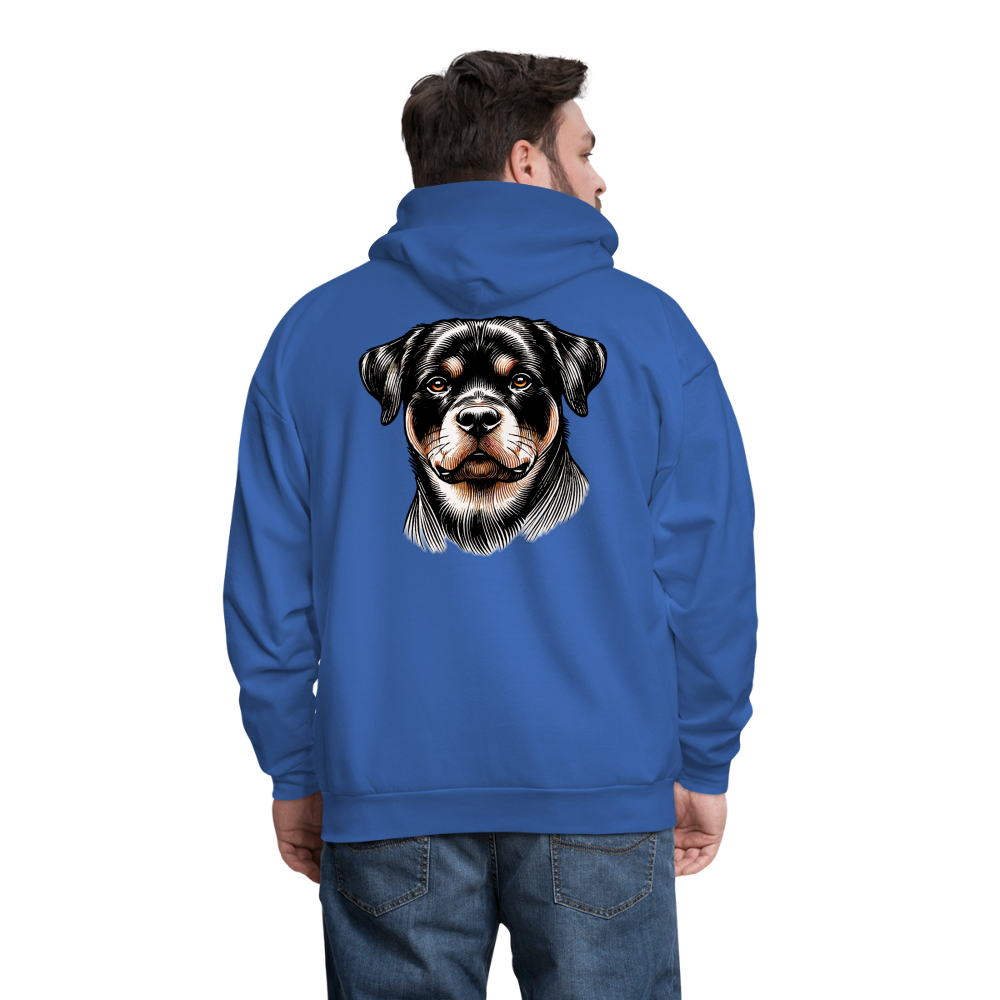 Men's Fine Line Rottweiler Graphic Hoodie with Logo - royal blue