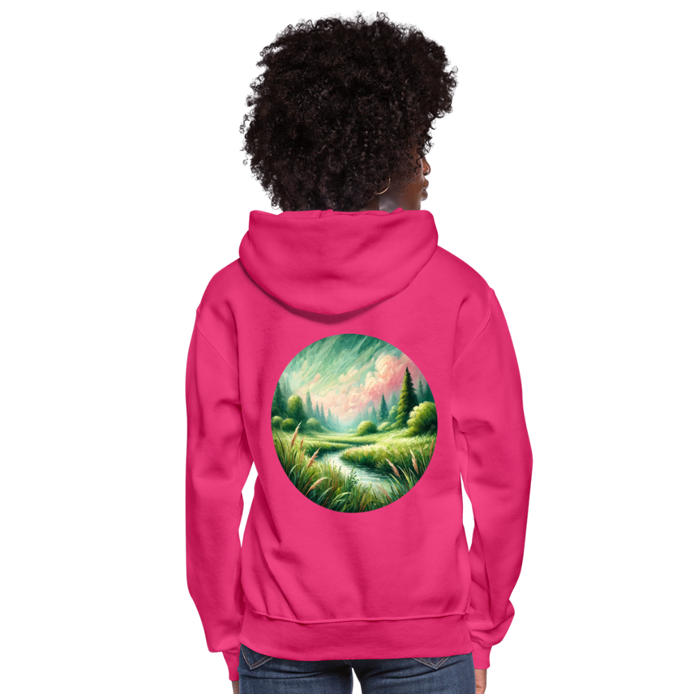 Women's Meadow Graphic Hoodie with Logo - fuchsia