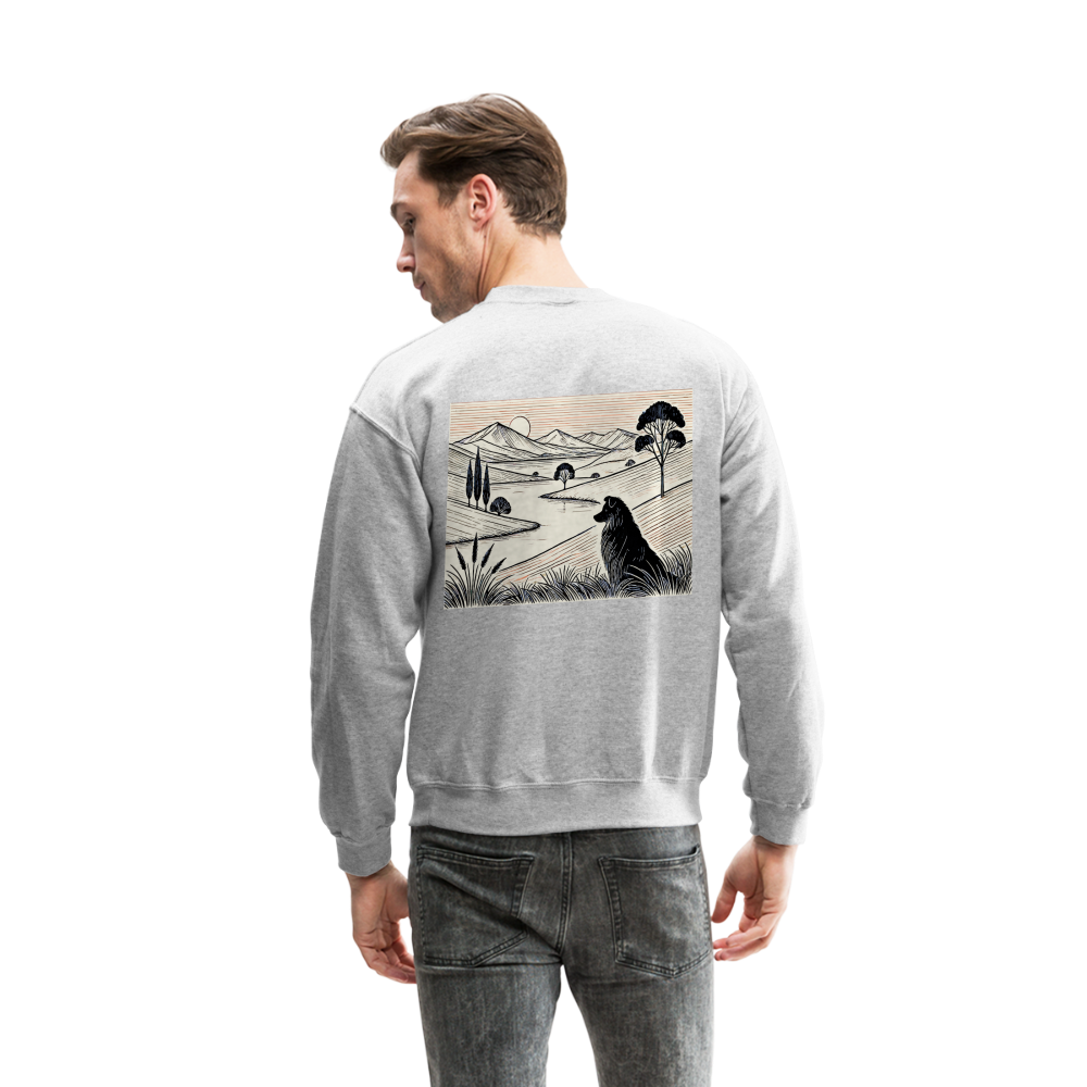 Australian Shepherd in Prairie Crewneck Sweatshirt with Logo - heather gray