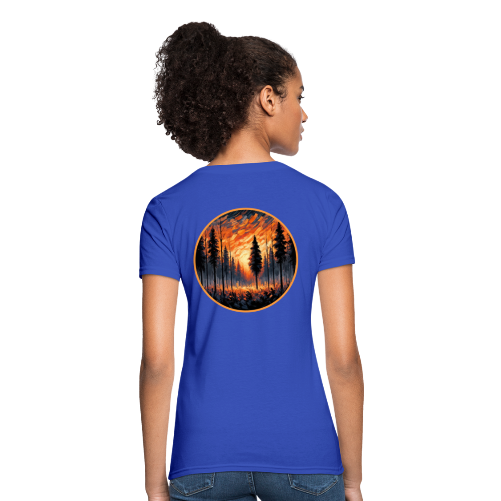 Women's Orange Forest Sunset T-Shirt with Logo - royal blue