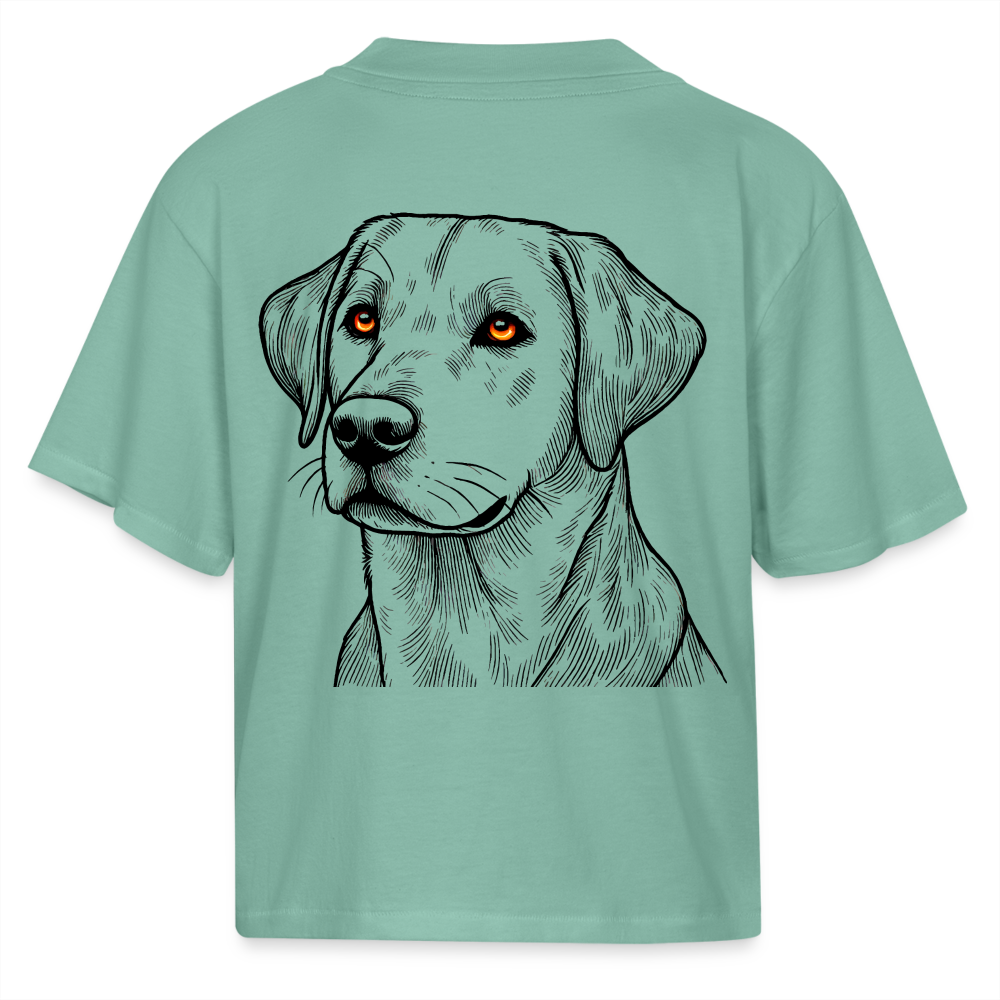 Women's Fine Line Labrador Graphic Boxy Tee with Logo - saltwater