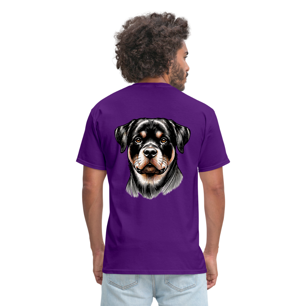 Fine Line Rottweiler Graphic Unisex Classic T-Shirt with Logo - purple