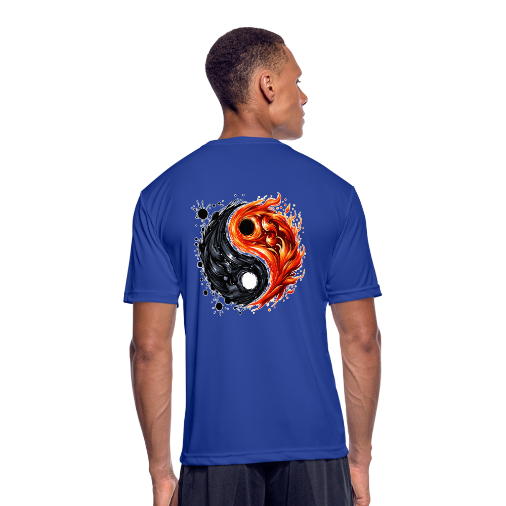 Men’s Official Ink and Ember  Yin and Yang Moisture Wicking Performance T-Shirt with Logo - royal blue