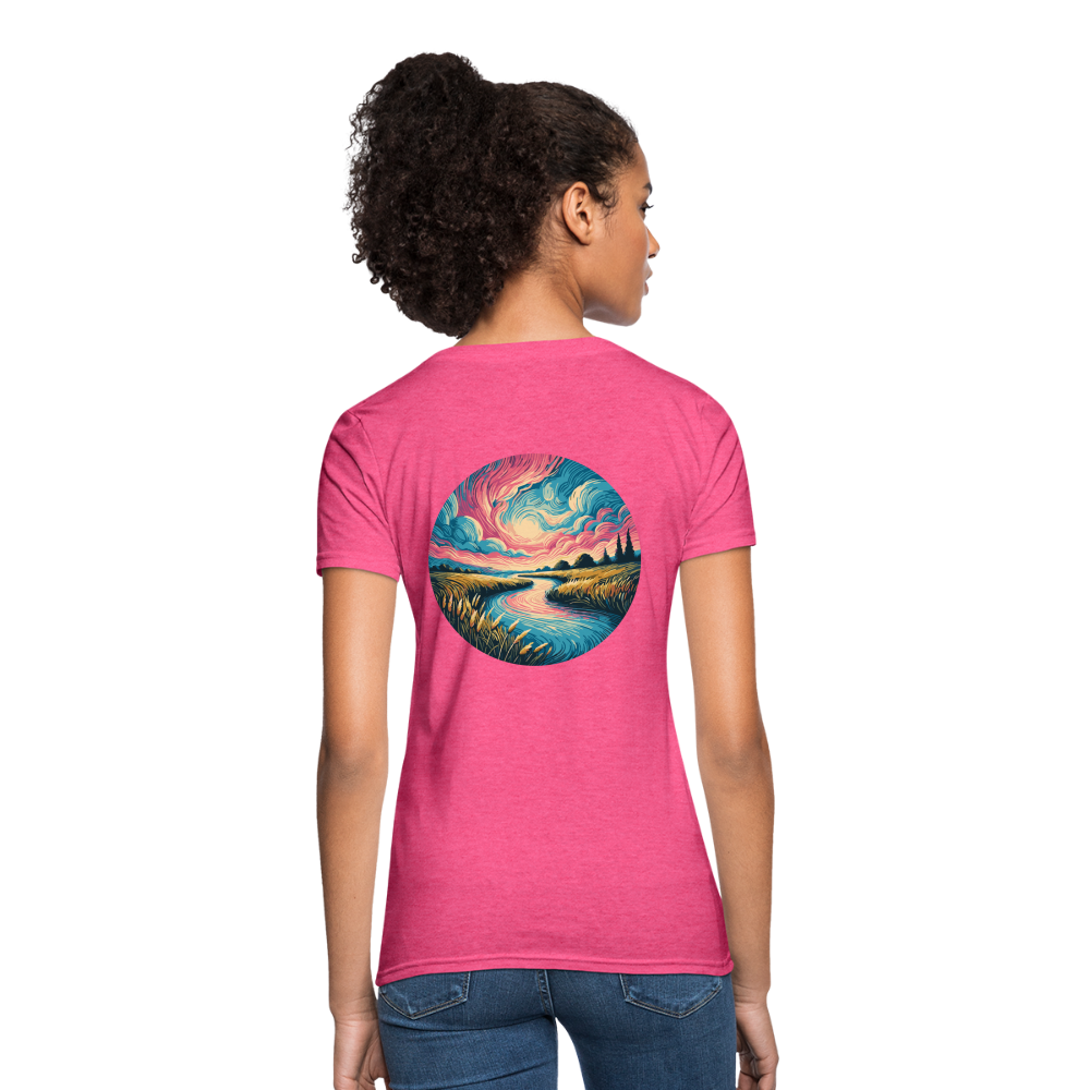 Women's River Pink and Blue Sky T-Shirt with Logo - heather pink