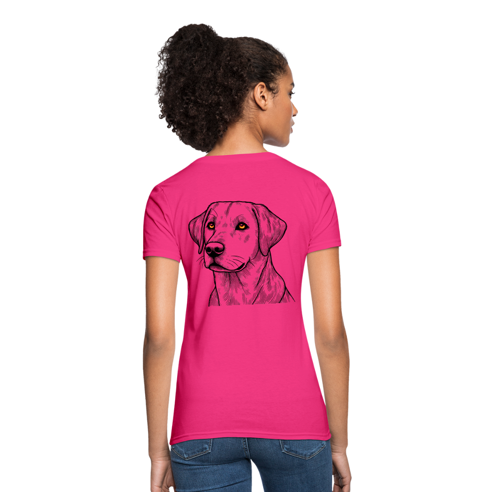 Women's Fine Line Labrador Graphic T-Shirt with Logo - fuchsia