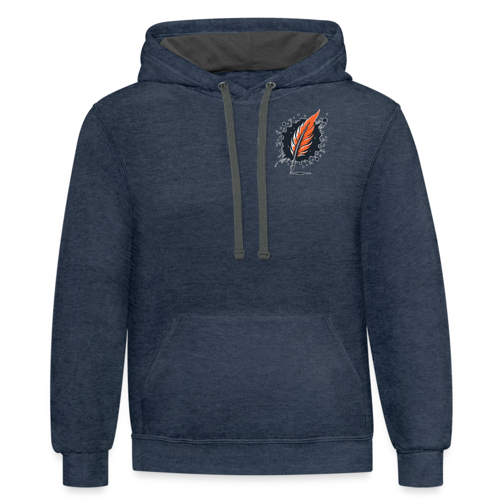 Desert Sunset Graphic Unisex Contrast Hoodie with Logo - indigo heather/asphalt