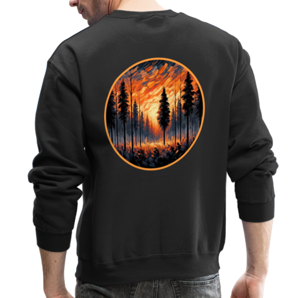 Orange Forest Sunset Crewneck Sweatshirt with Logo - black