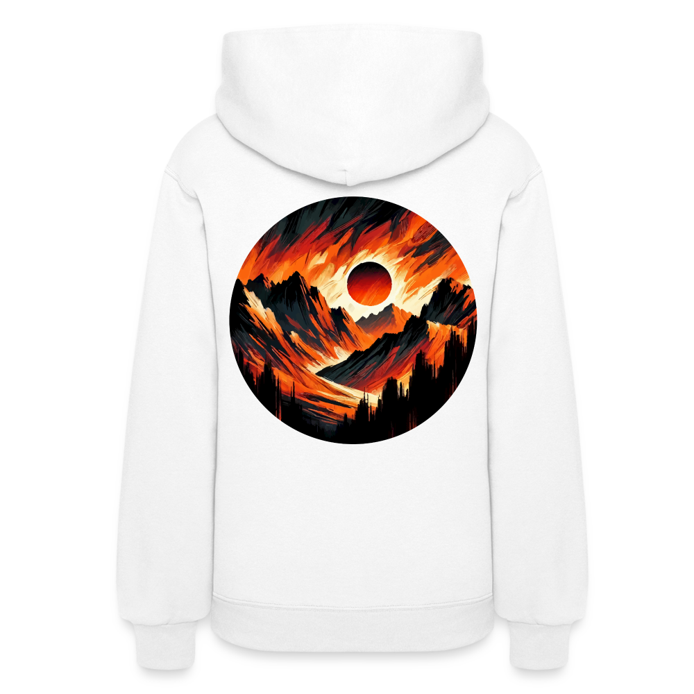 Women's Orange and Black Mountain Range Graphic Hoodie with Logo - white