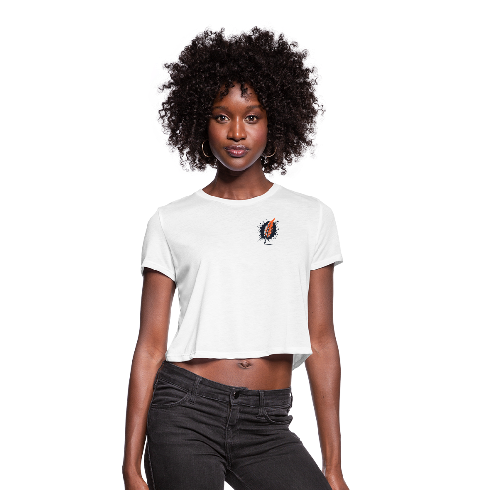 Women's Fine Line Labrador Graphic Cropped T-Shirt with Logo - white