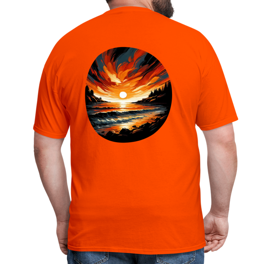 Beach Sunset Graphic Unisex Classic T-Shirt with Logo - orange