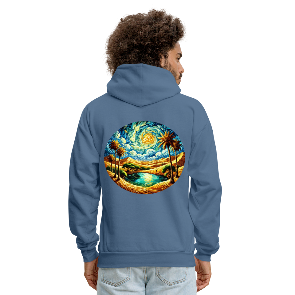 Men's Desert Oasis Graphic Hoodie with Logo - denim blue