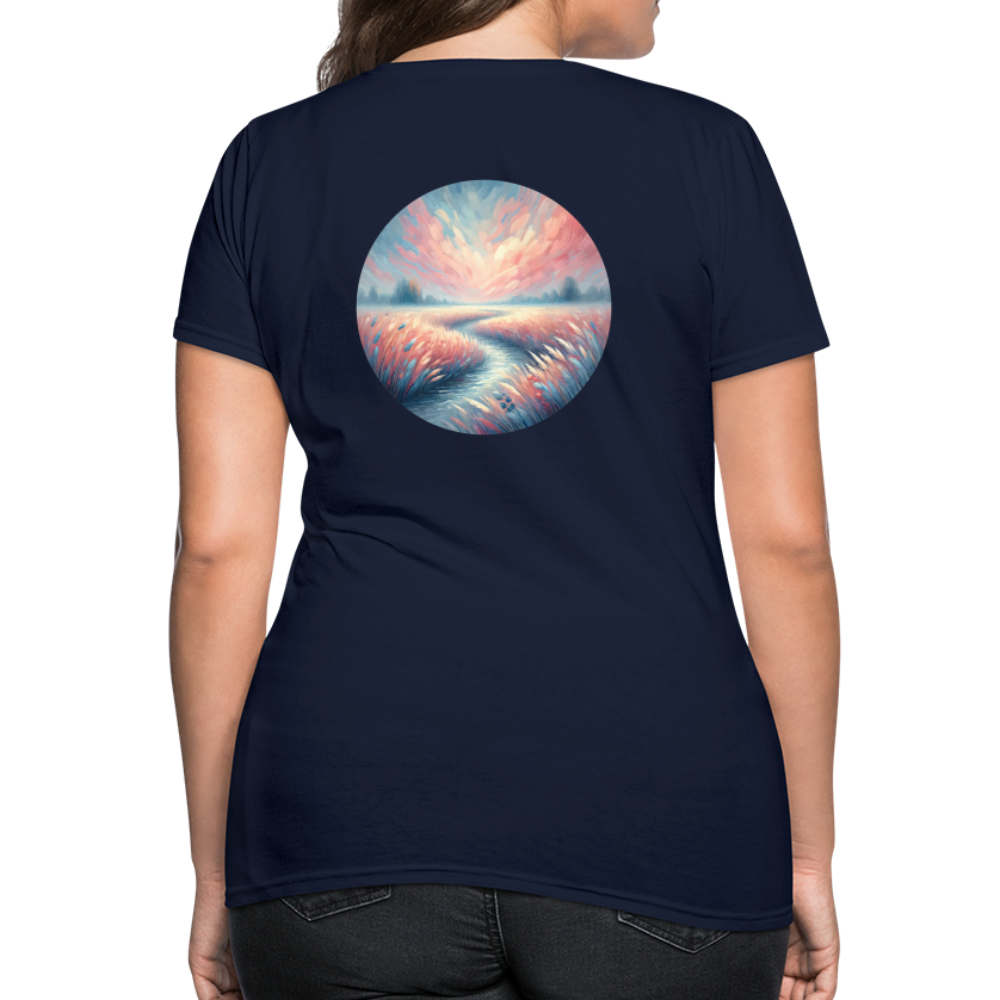 Women's River Meadow Graphic T-Shirt with Logo - navy