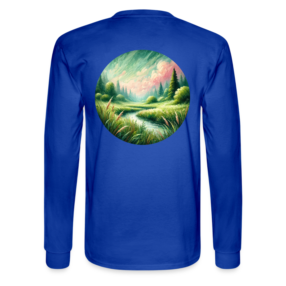 Men's Meadow Graphic Long Sleeve Shirt with Logo - royal blue