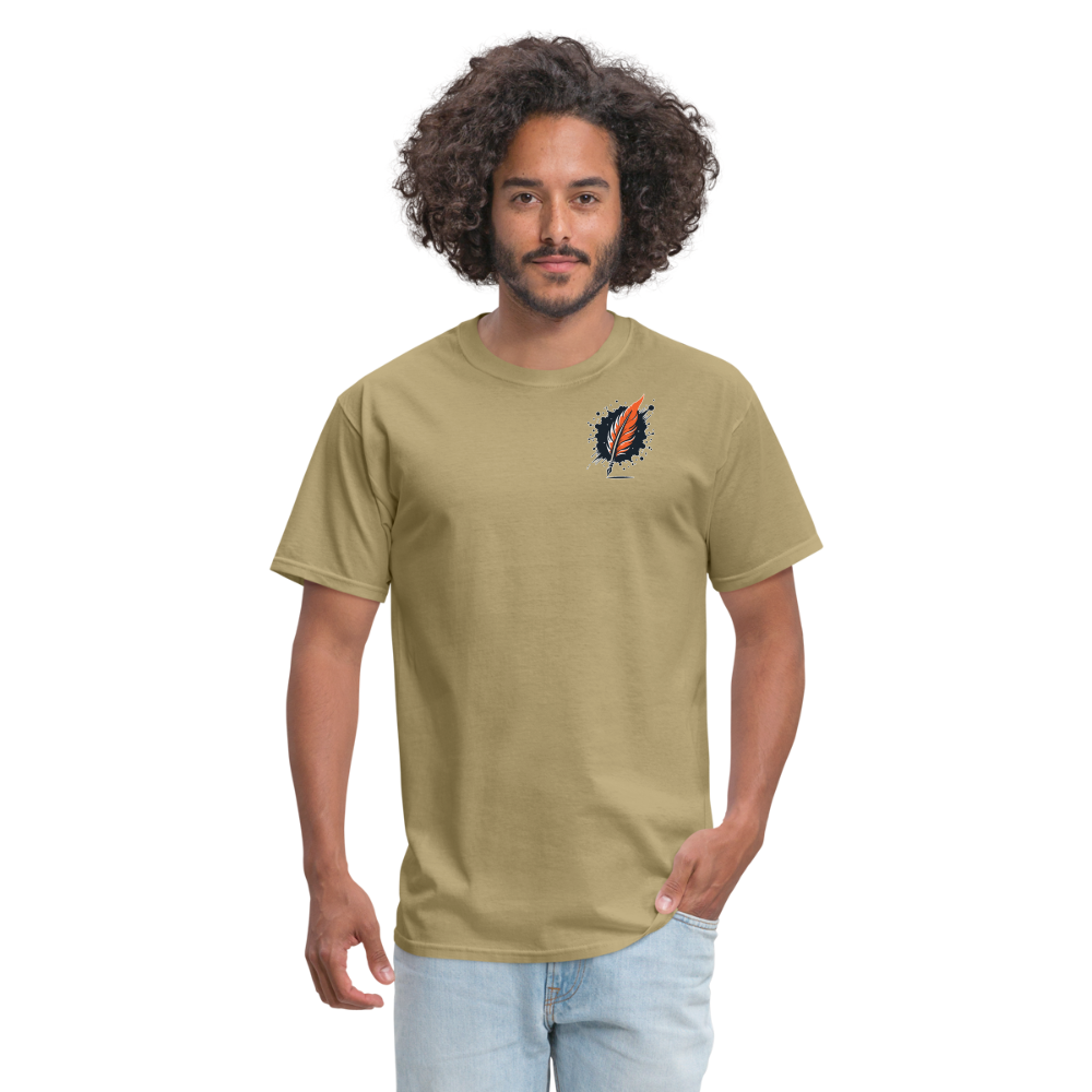 Fine Line Rottweiler Graphic Unisex Classic T-Shirt with Logo - khaki