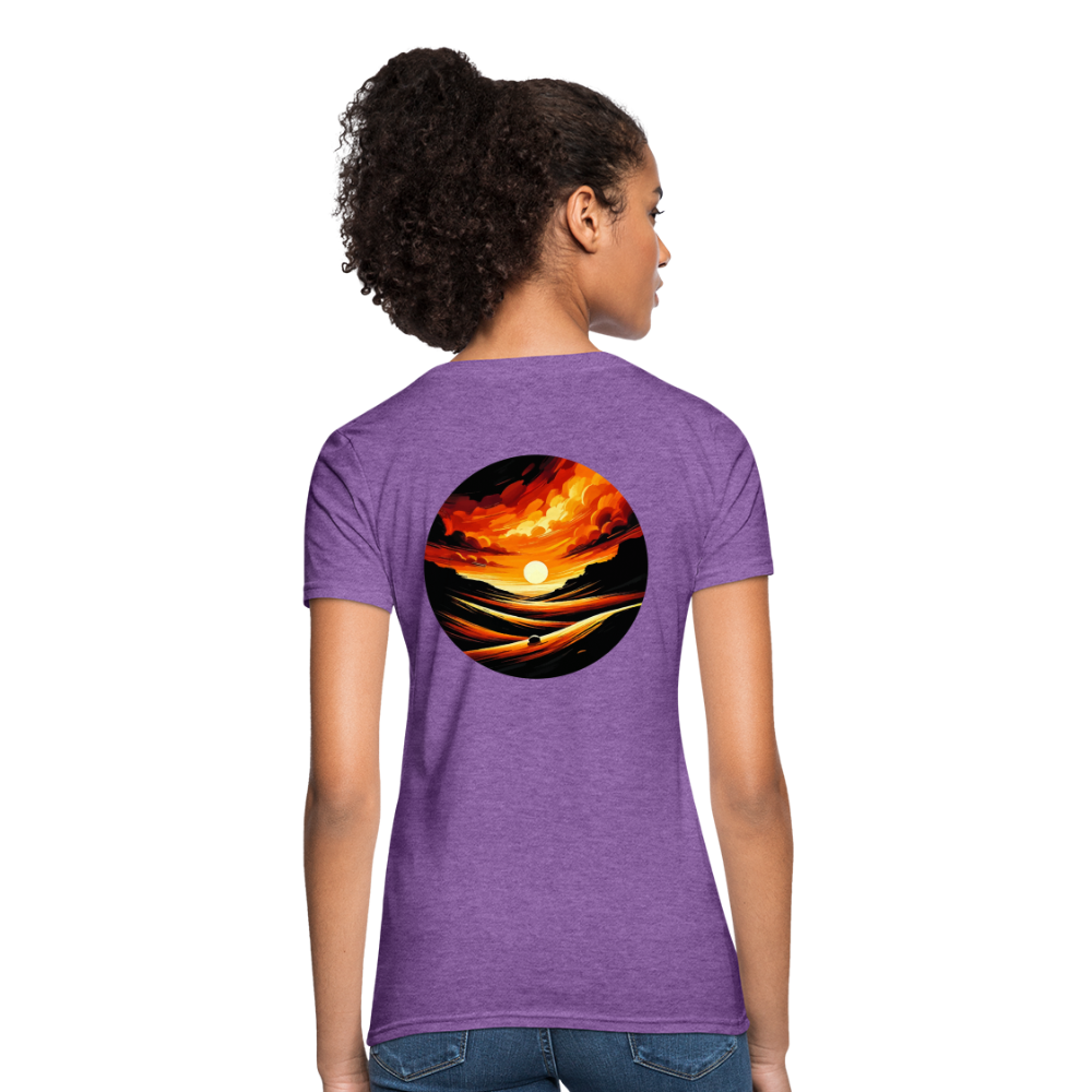 Women's Desert Sunset Graphic T-Shirt with Logo - purple heather