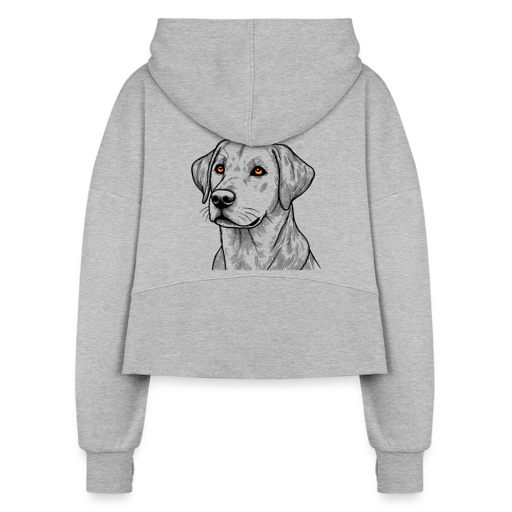 Women's Fine Line Labrador Graphic Half Zip Cropped Hoodie with Logo - heather gray