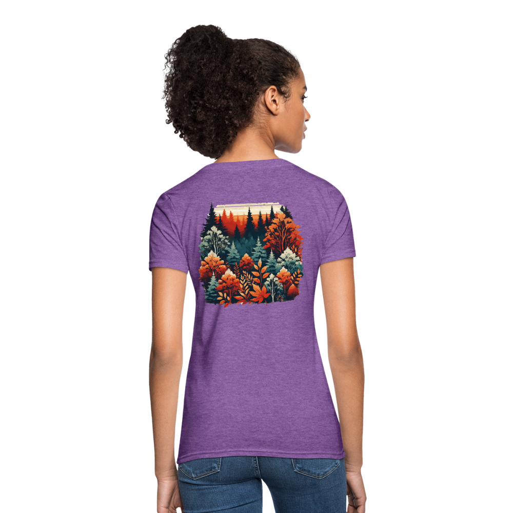 Women's Autumn Leaves Graphic T-Shirt with Logo - purple heather