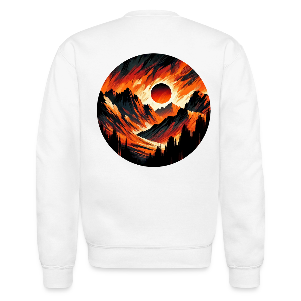 Orange and Black Mountain Range Crewneck Sweatshirt with Logo - white