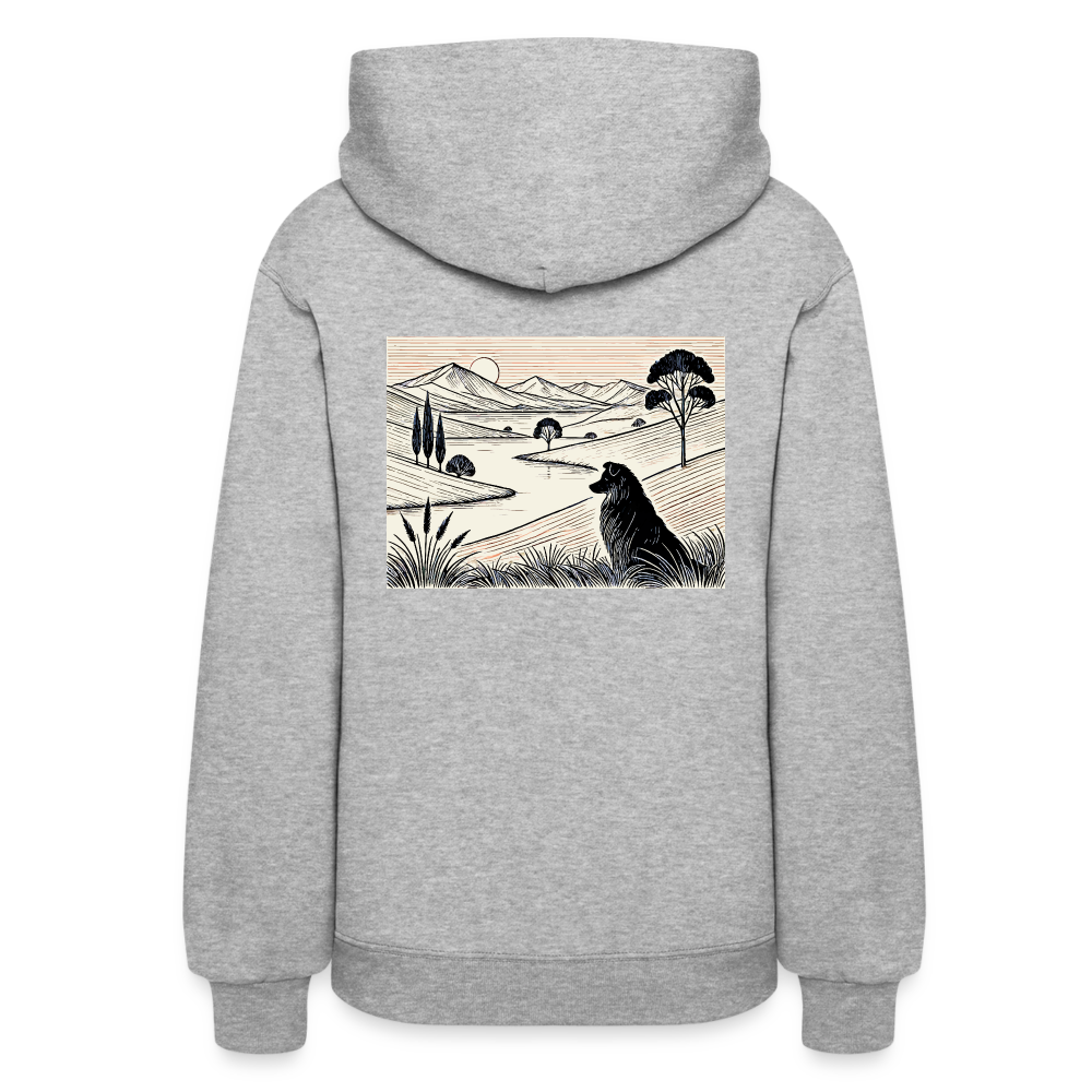 Women's Australian Shepherd Prairie Graphic Hoodie with Logo - heather gray