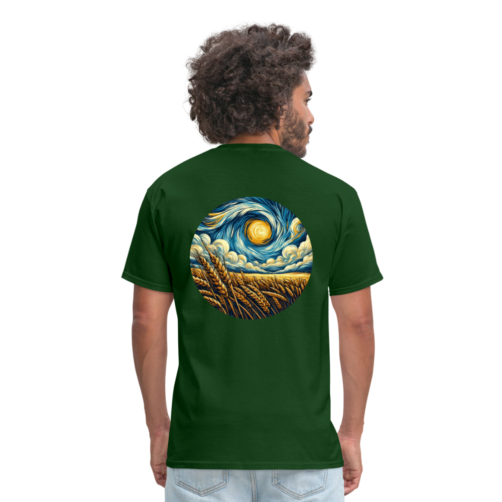 Wheat Field Graphic Unisex Classic T-Shirt with Logo - forest green