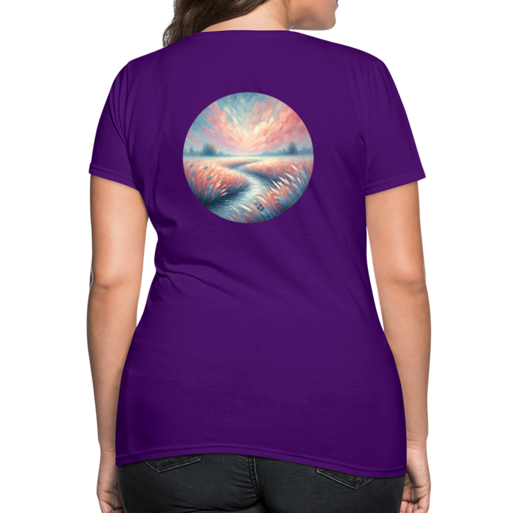 Women's River Meadow Graphic T-Shirt with Logo - purple